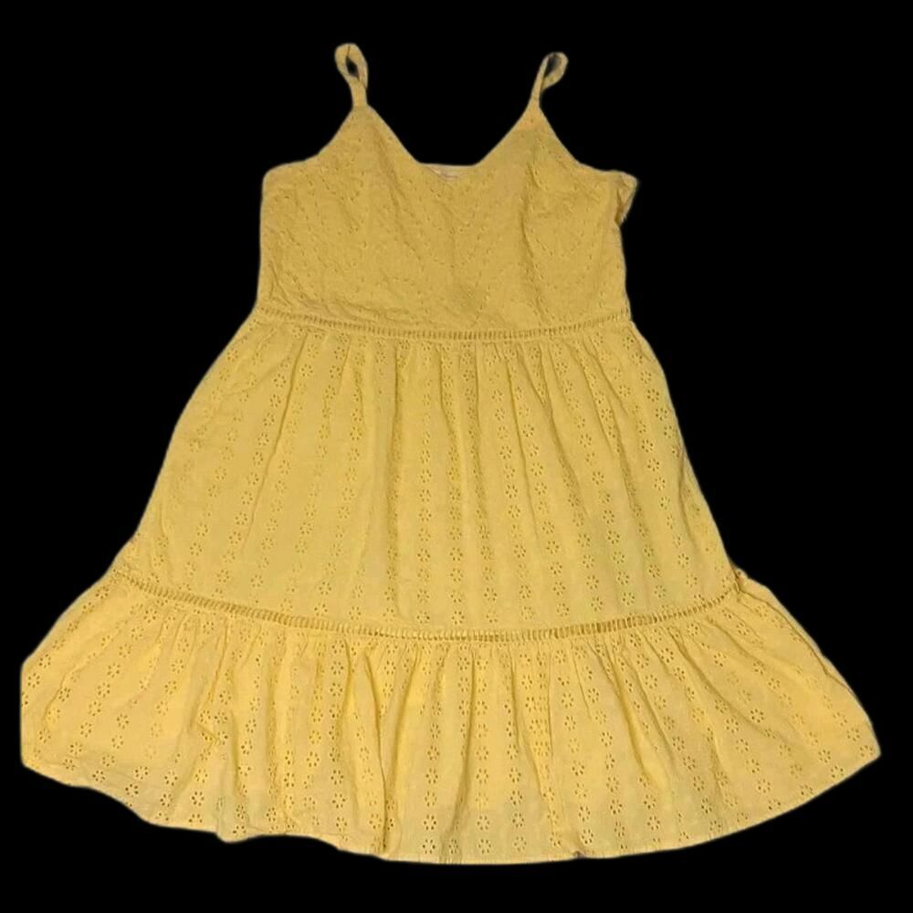 Sweet Magnolia Sundress Womens Size XL Yellow Floral Embroidered Zip Up Boho...